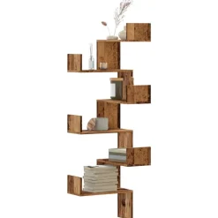 vidaXL Hoekwandschap 45x45x147 cm bewerkt hout out houtkleurig