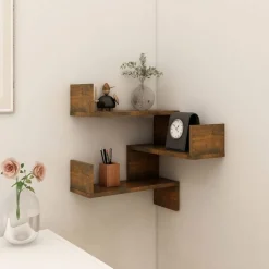 vidaXL Hoekwandschap 40x40x50 cm bewerkt hout gerookt eikenkleurig