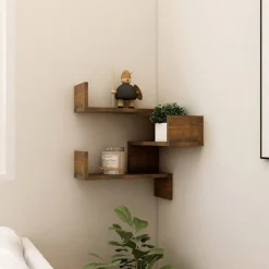 vidaXL Hoekwandschap 40x40x50 cm bewerkt hout gerookt eikenkleurig