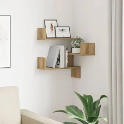 vidaXL Hoekwandschap 40x40x49,5 cm bewerkt hout artisanaal eiken