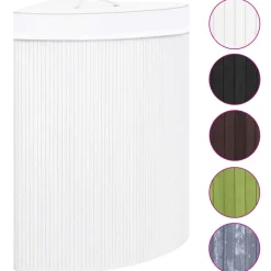 vidaXL Hoekwasmand 60 L bamboe wit