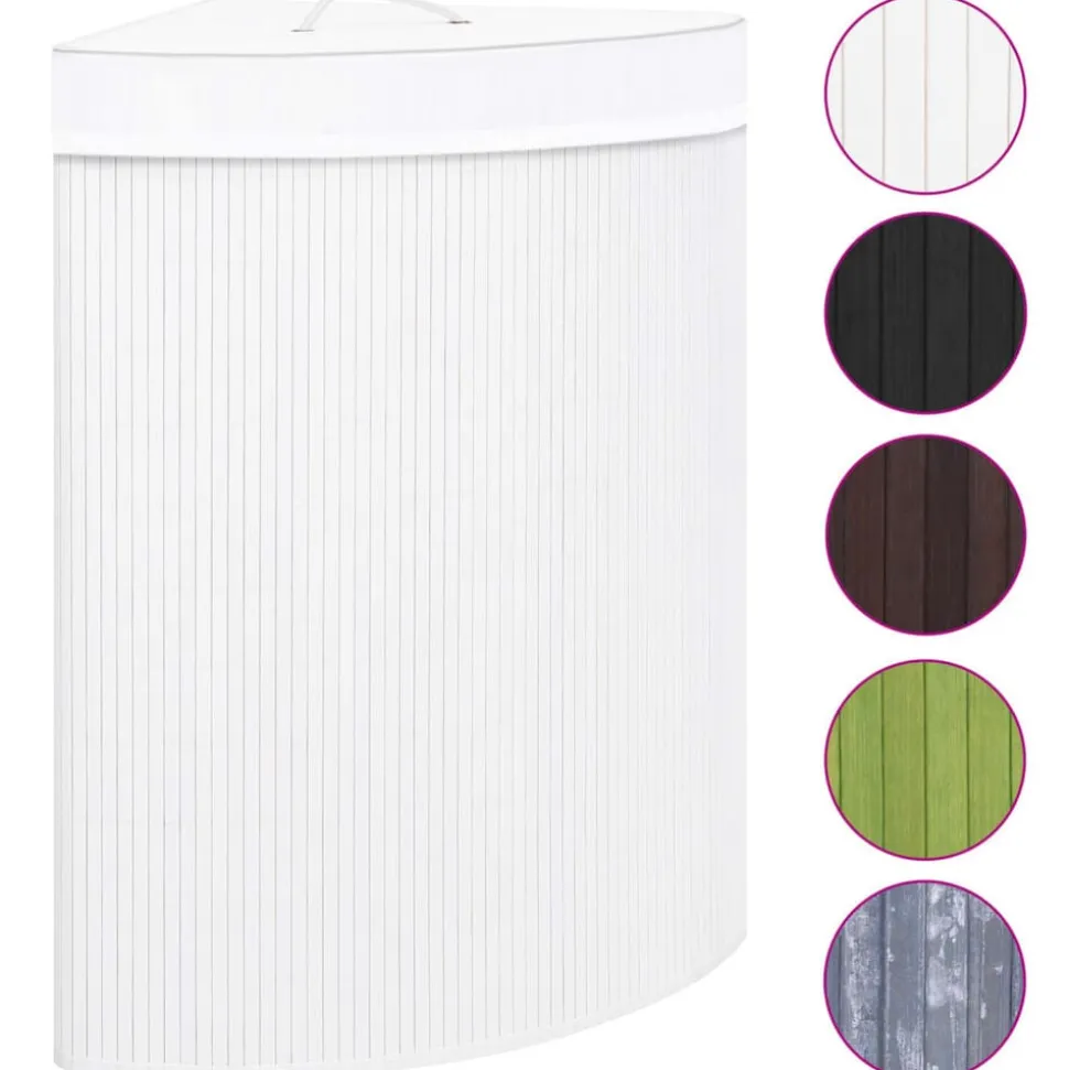 vidaXL Hoekwasmand 60 L bamboe wit