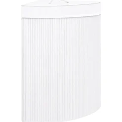 vidaXL Hoekwasmand 60 L bamboe wit