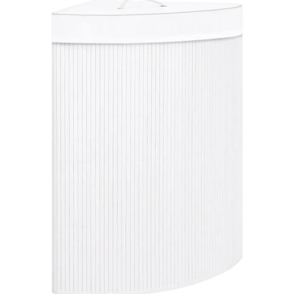 vidaXL Hoekwasmand 60 L bamboe wit