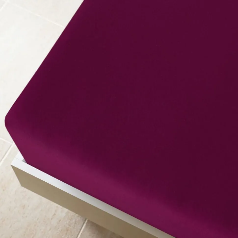 vidaXL Hoeslaken jersey 90x200 cm katoen bordeauxrood