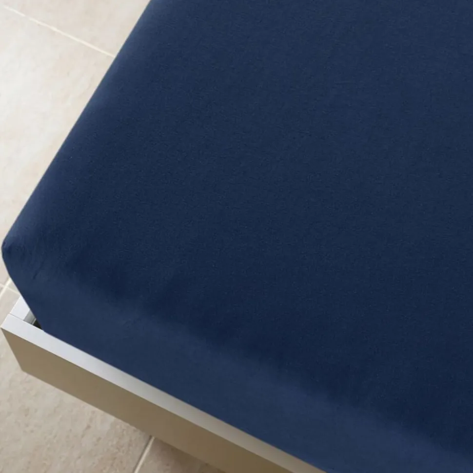 vidaXL Hoeslaken jersey 90x200 cm katoen marineblauw