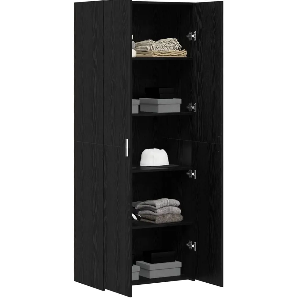 vidaXL Hoge kast 2 pcs Zwart Eiken 70 x 42,5 x 185 cm