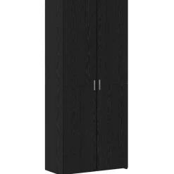 vidaXL Hoge kast 2 pcs Zwart Eiken 80 x 42 x 185 cm