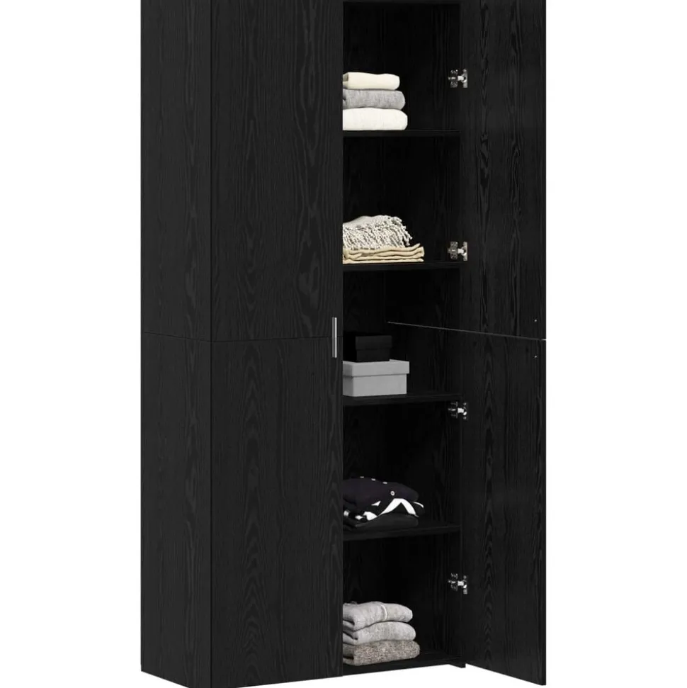 vidaXL Hoge kast 2 pcs Zwart Eiken 80 x 42 x 185 cm