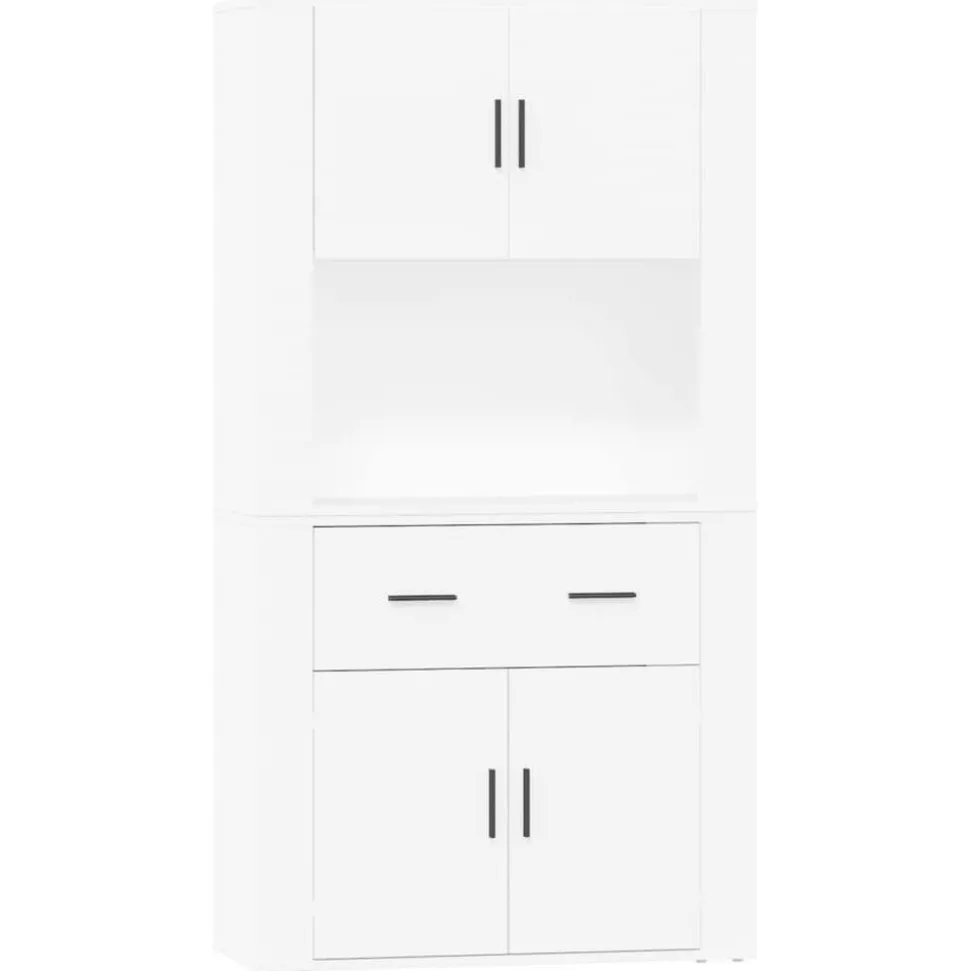vidaXL Hoge kast bewerkt hout wit