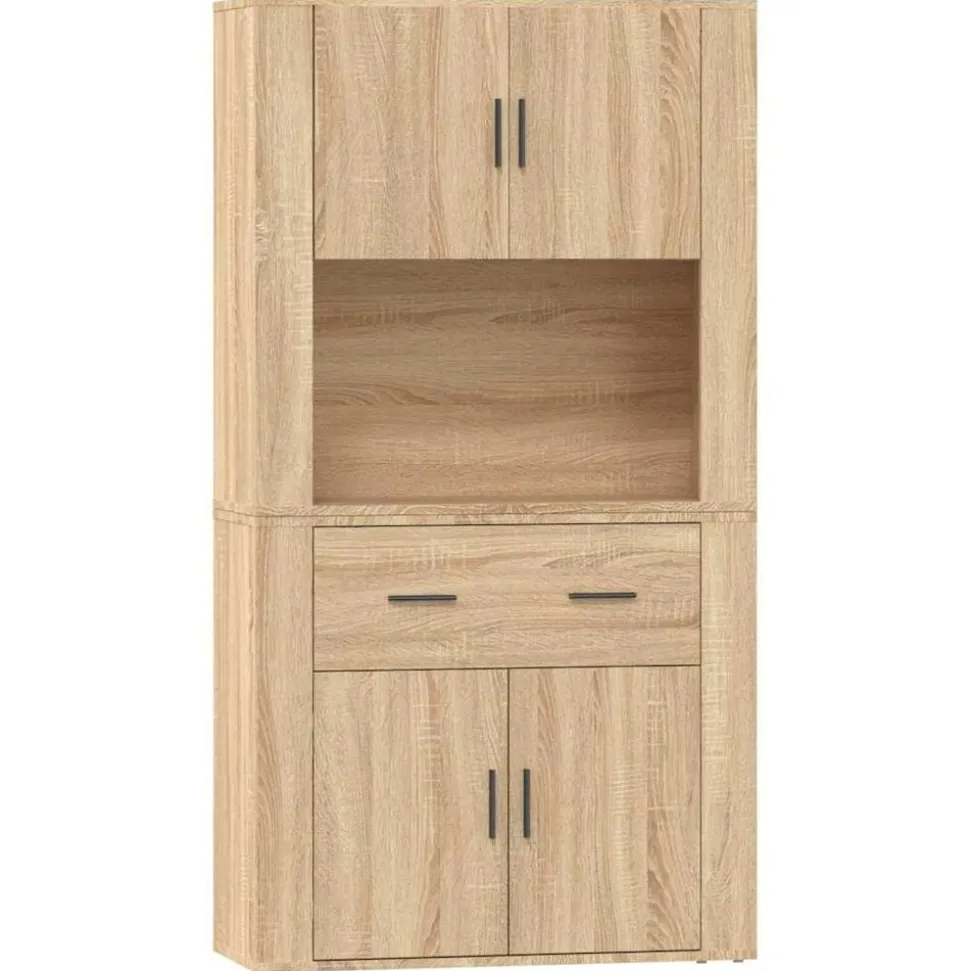 vidaXL Hoge kast bewerkt hout sonoma eikenkleurig