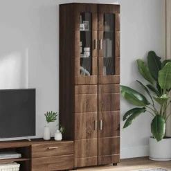 vidaXL Hoge kast FLORIN Bruin Eiken 60 x 35 x 182 cm Bewerkt hout