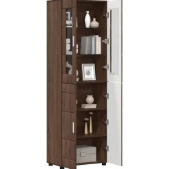 vidaXL Hoge kast FLORIN Bruin Eiken 60 x 35 x 182 cm Bewerkt hout