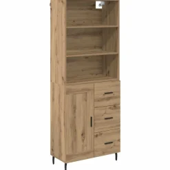vidaXL Hoge kast met lade Artisan Eiken 69,5 x 34 x 180 cm
