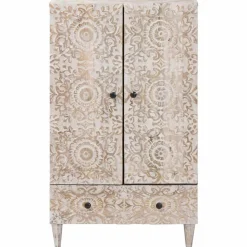 vidaXL Hoge Kast met lade Wit 60 x 33,5 x 100 cm Massief Mango Hout