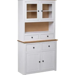vidaXL Hoge kast Panama Range 93x40,5x180 cm massief grenenhout wit