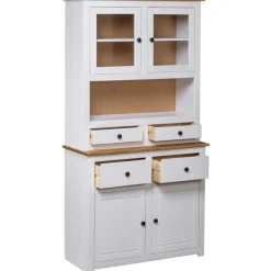 vidaXL Hoge kast Panama Range 93x40,5x180 cm massief grenenhout wit