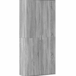 vidaXL Hoge kast 80x35x180 cm bewerkt hout grijs sonoma eikenkleurig