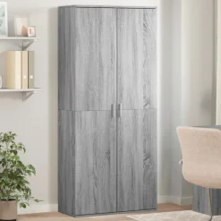 vidaXL Hoge kast 80x35x180 cm bewerkt hout grijs sonoma eikenkleurig