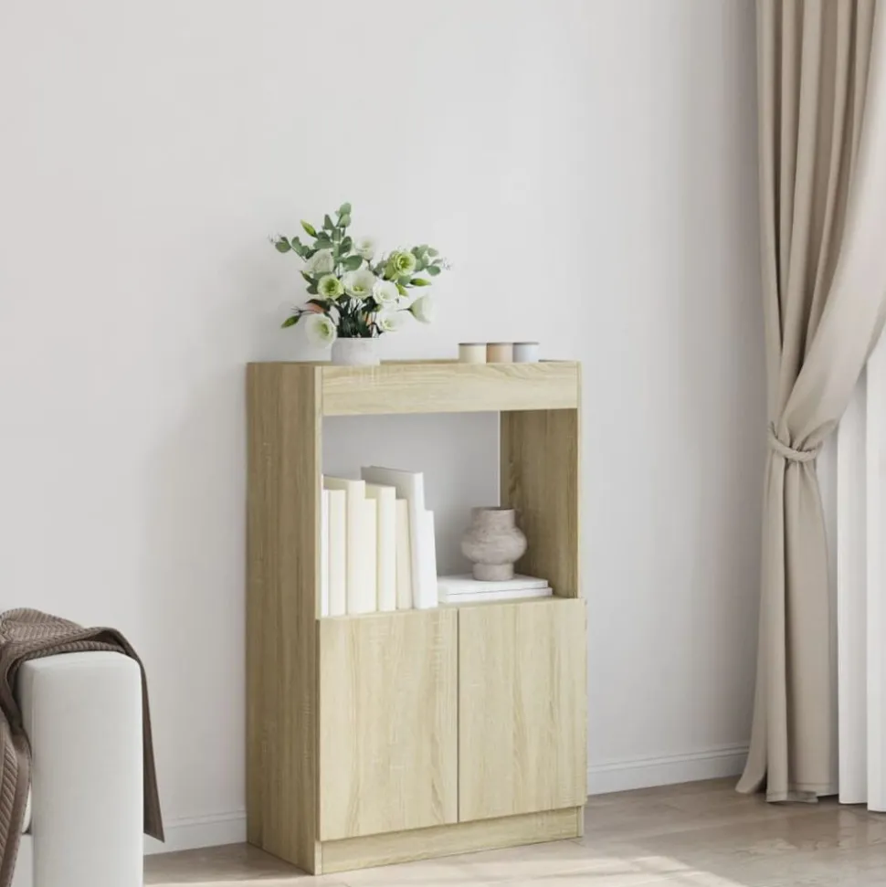 vidaXL Hoge kast 63x33x100 cm bewerkt hout sonoma eikenkleurig
