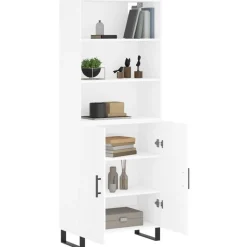 vidaXL Hoge kast 69,5x34x180 cm bewerkt hout wit