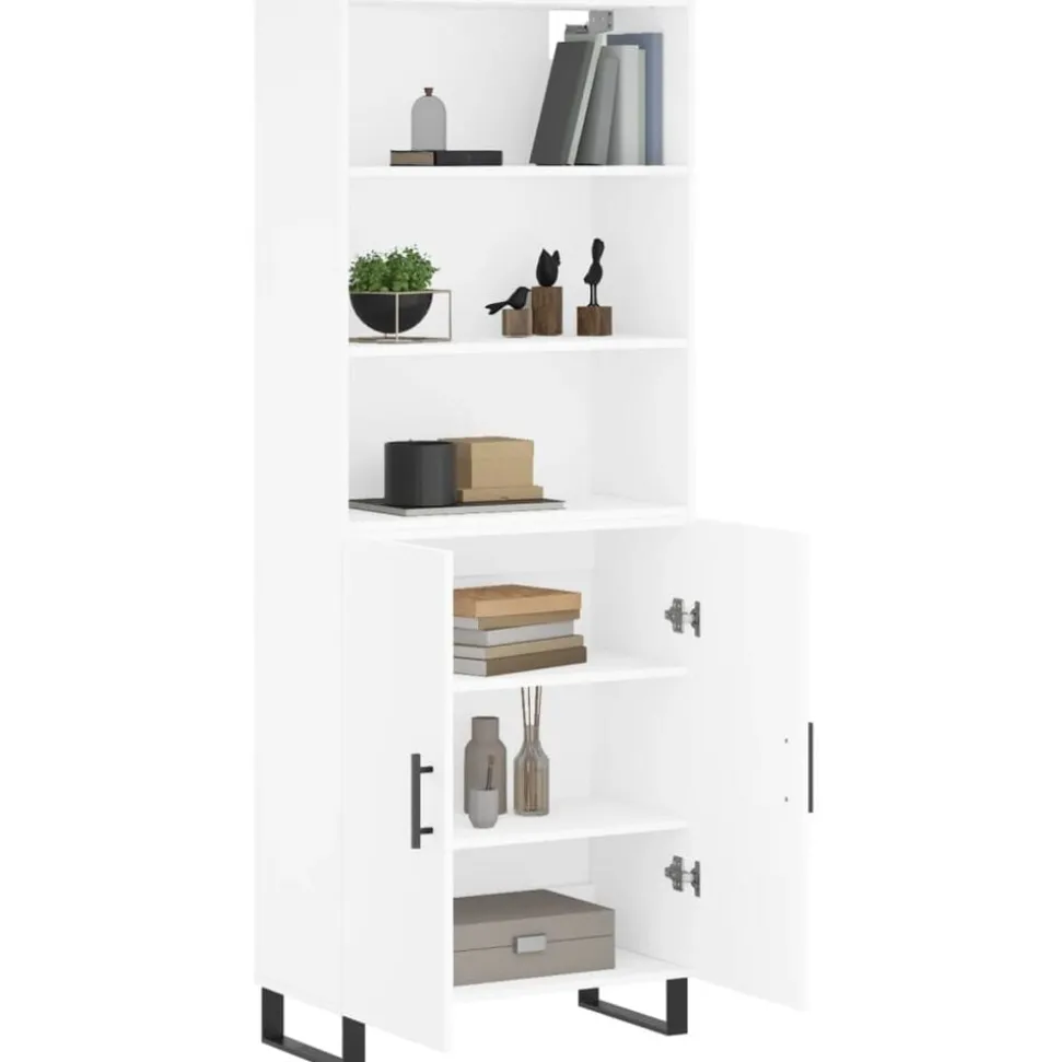 vidaXL Hoge kast 69,5x34x180 cm bewerkt hout wit