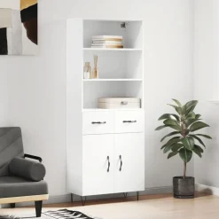 vidaXL Hoge kast 69,5x34x180 cm bewerkt hout wit