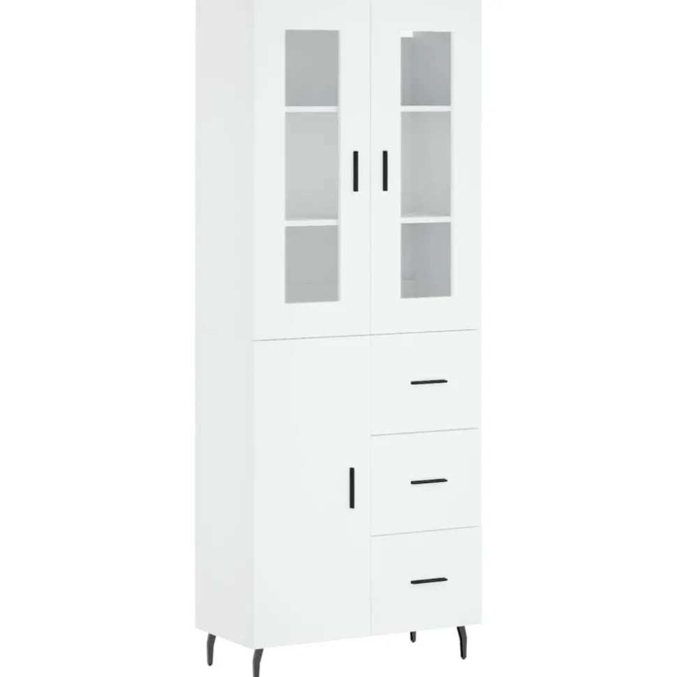 vidaXL Hoge kast 69,5x34x180 cm bewerkt hout wit