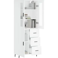 vidaXL Hoge kast 69,5x34x180 cm bewerkt hout wit