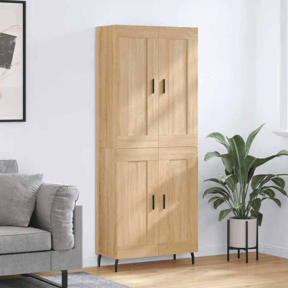 vidaXL Hoge kast 69,5x34x180 cm bewerkt hout sonoma eikenkleurig