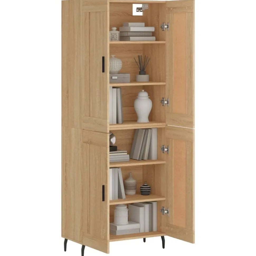 vidaXL Hoge kast 69,5x34x180 cm bewerkt hout sonoma eikenkleurig