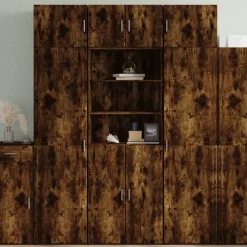 vidaXL Hoge kast 70x42,5x185 cm bewerkt hout gerookt eikenkleurig