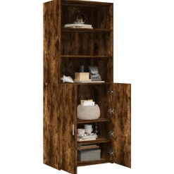 vidaXL Hoge kast 70x42,5x185 cm bewerkt hout gerookt eikenkleurig
