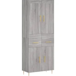 vidaXL Hoge kast 69,5x34x180 cm bewerkt hout grijs sonoma eikenkleurig