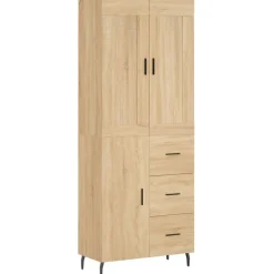 vidaXL Hoge kast 69,5x34x180 cm bewerkt hout sonoma eikenkleurig
