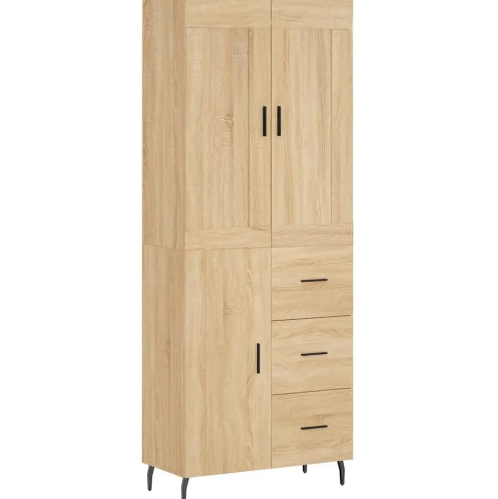 vidaXL Hoge kast 69,5x34x180 cm bewerkt hout sonoma eikenkleurig