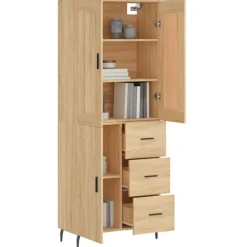vidaXL Hoge kast 69,5x34x180 cm bewerkt hout sonoma eikenkleurig