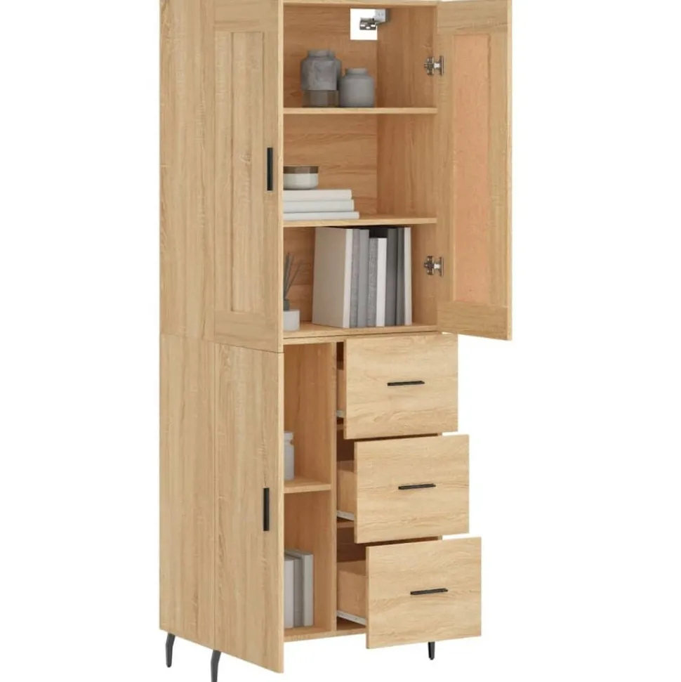 vidaXL Hoge kast 69,5x34x180 cm bewerkt hout sonoma eikenkleurig