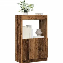 vidaXL Hoge kast 63x33x100 cm bewerkt hout oud houtkleurig
