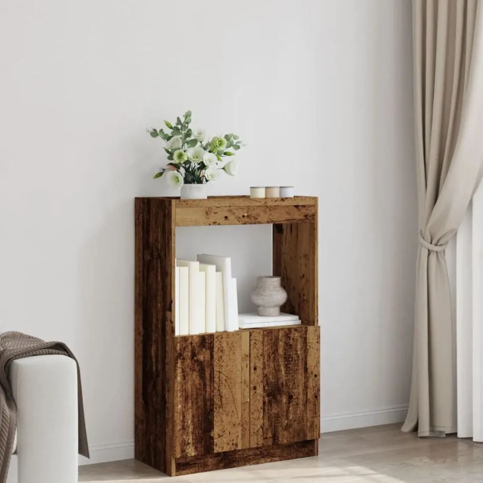vidaXL Hoge kast 63x33x100 cm bewerkt hout oud houtkleurig