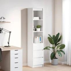 vidaXL Hoge kast 37,5x35x180 cm spaanplaat wit