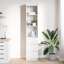 vidaXL Hoge kast 37,5x35x180 cm spaanplaat wit