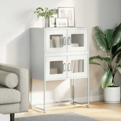 vidaXL Hoge kast 68x39x107 cm staal wit