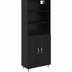 vidaXL Hoge kast Zwart eiken 69,5 x 34 x 180 cm Bewerkt hout
