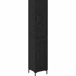 vidaXL Hoge kast Zwart Eiken 34,5 x 34 x 180 cm Bewerkt hout