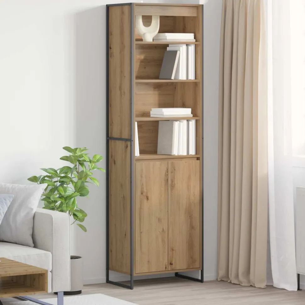 vidaXL Hoge Kasten 2 pcs Ambachtelijk eiken 60 x 36 x 200 cm