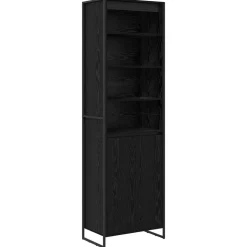 vidaXL Hoge Kasten 2 pcs Zwart Eiken 60 x 36 x 200 cm Bewerkt hout
