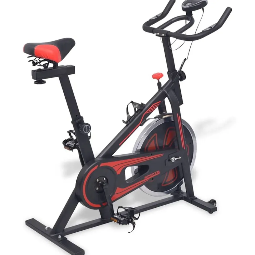vidaXL Hometrainer met hartslagsensoren zwart en rood