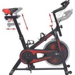 vidaXL Hometrainer met hartslagsensoren zwart en rood