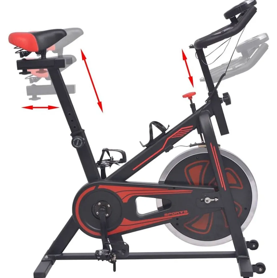 vidaXL Hometrainer met hartslagsensoren zwart en rood